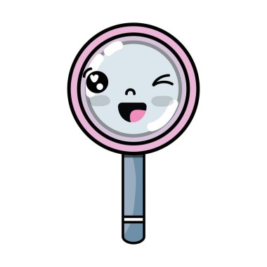 Kawaii şirin komik Büyüteç vektör çizim