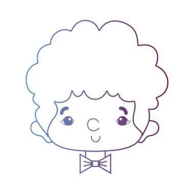 satır avatar adam kafa saç modeli ve papyon vektör çizim ile