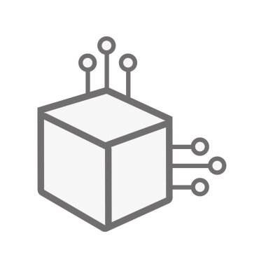 küp communicatig bitcoin hareketler, vektör çizim devreler ağı ile