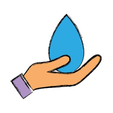Su damla sembol çevre bakım el vektör çizim için