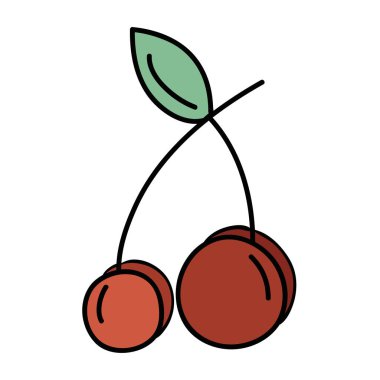 lezzetli taze kiraz organik meyve, vektör çizim