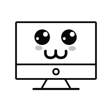 satır kawaii şirin mutlu bilgisayar teknoloji vektör çizim