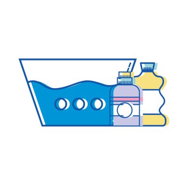 su kova deterjan sıvı ve cleach şişe vektör çizim ile