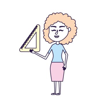 kadın öğretmen Okulu aracında el vektör çizim ile