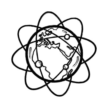 Jeostatik yörünge etrafında dünya gezegen, vektör çizim şekil