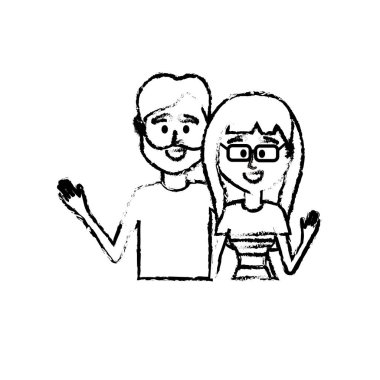 Şekil çift ile birlikte rahat kıyafetler vektör çizim tasarım