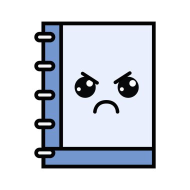 Kawaii şirin kızgın defter araç vektör çizim