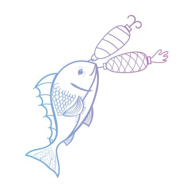 satır balık yakalamak için spinner nesne bitting illüstrasyon vektör