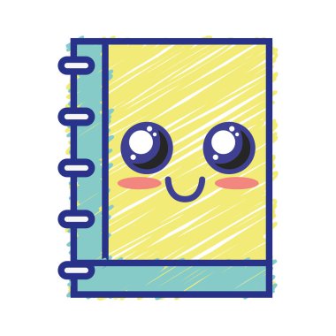 Kawaii şirin mutlu defter araç vektör çizim