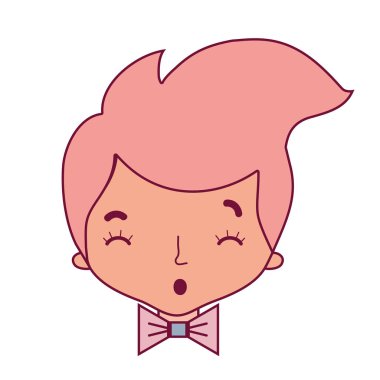 Avatar adam kafa saç modeli ve papyon vektör çizim ile