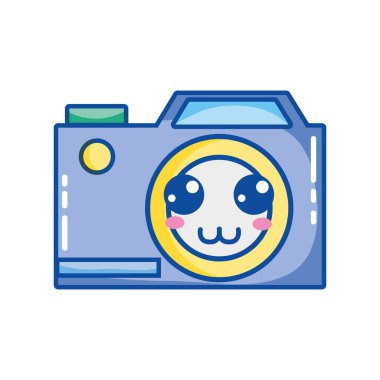 Kawaii şirin mutlu dijital kamera vektör çizim