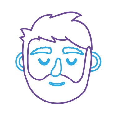 çizgi adam merkez kapalı gözler ve saç modeli vektör çizim