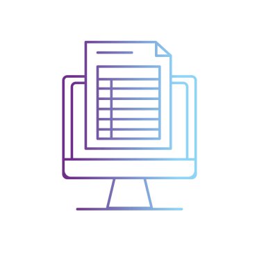 çizgi bilgisayar belge bilgi ve iş stratejisi vektör çizim