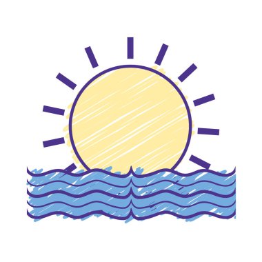 Güneş su sel doğal afet vektör çizim ile