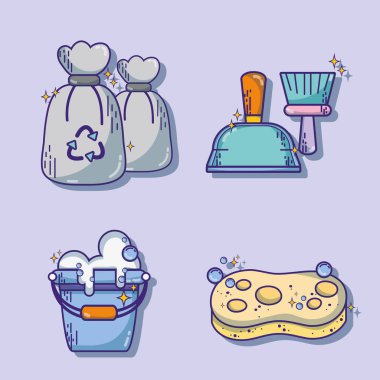 temiz ev ekipman ve ev içi kullanımına yönelik hizmet vektör çizim ayarla