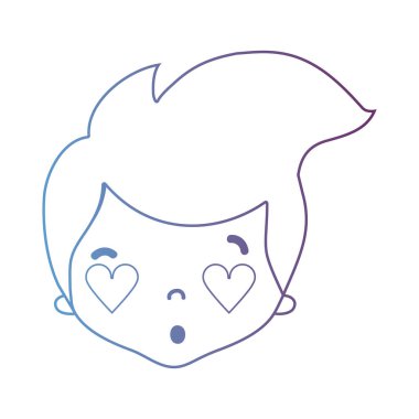 iyi adam kafa saç modeli ile satır ve kalp gözleri illüstrasyon vektör