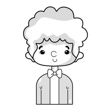 şık takım elbise ve saç tasarım vektör illusration bir satır güzel çocuk