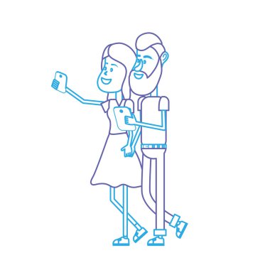 saç modeli ve el vektör çizim içinde smartphone ile güzellik çift hat