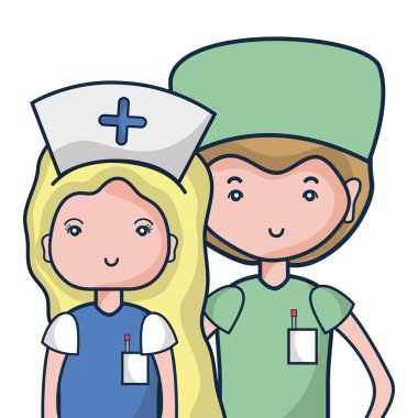 Doktor ve hemşire insanlar vektör çizim yardımcı olmak için