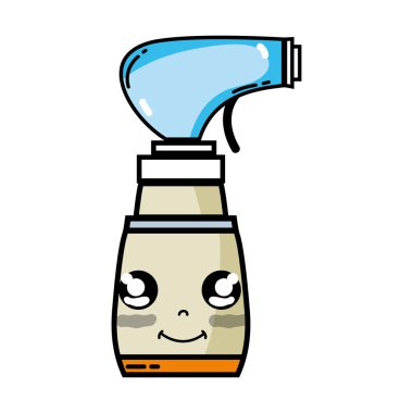 Kawaii şirin mutlu sprey şişe vektör çizim
