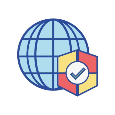 küresel güvenlik bilgi vektör çizim için kalkan ile bağlanmak