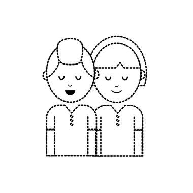 vektör çizim ile birlikte saç şekli ve kıyafet şekli çift noktalı