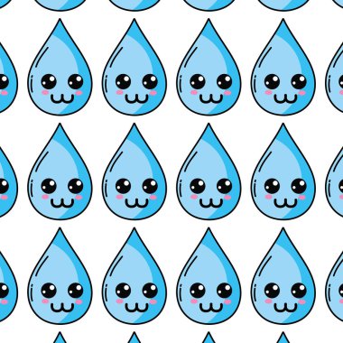 Kawaii şirin mutlu su açılan arka plan vektör çizim