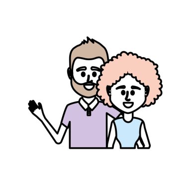 Çift birlikte rahat kıyafetler vektör çizim tasarım