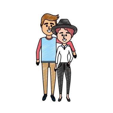 Çift clouthes tasarım vektör çizim simgesi ile birlikte