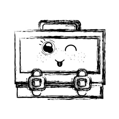 Şekil kawaii şirin komik bavul tasarlamak vektör