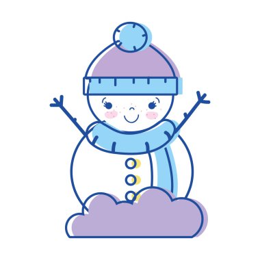 süslemeleri ve neşeli Noel vektör çizim kutlamak kardan adam