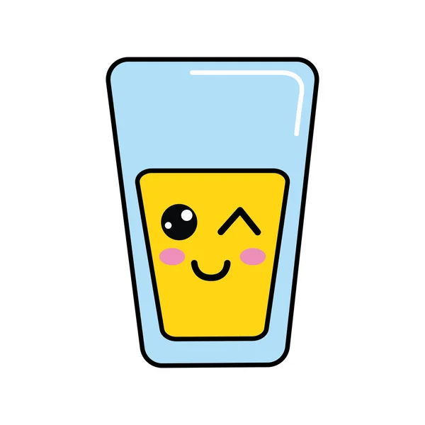 Kawaii Lindo Jugo Feliz Vaso Vector Ilustración — Archivo Imágenes Vectoriales