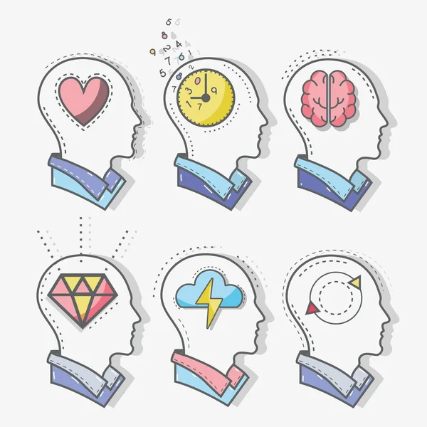 satır siluet baş kavramı ruh sağlığı, vektör çizim