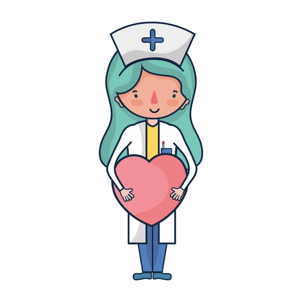 Profissional Enfermeiro Com Coração Tha Mãos Vetor Ilustração —  Vetores de Stock