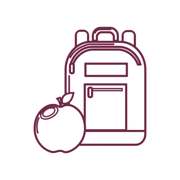 Herramienta Estudio Bolsa Silueta Con Fruta Manzana Ilustración Vectorial — Vector de stock