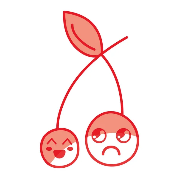 Σιλουέτα Kawaii Χαριτωμένο Χαρούμενοι Και Λυπημένοι Φράουλα Φρούτα Εικονογράφηση Διάνυσμα — Διανυσματικό Αρχείο