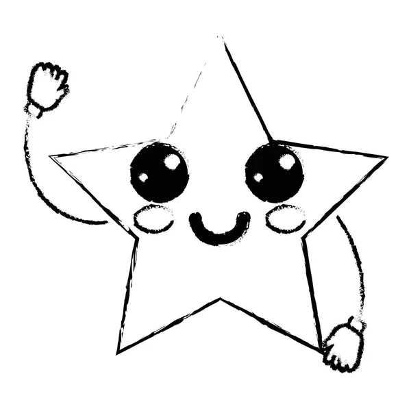 图卡瓦伊可爱的快乐明星闪闪发光的矢量插图 — 图库矢量图片