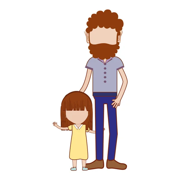 Pai Com Sua Filha Roupas Casuais Ilustração Vetorial —  Vetores de Stock