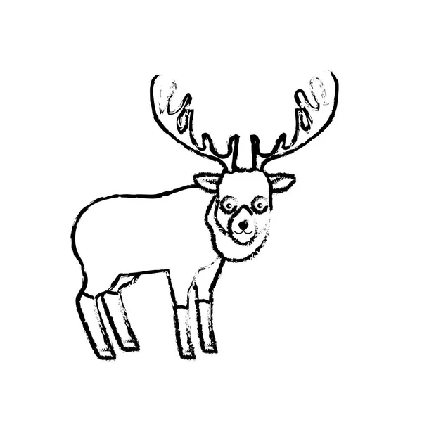 Figure Mignon Wapiti Animal Sauvage Icône Vectoriel Illustration — Image vectorielle