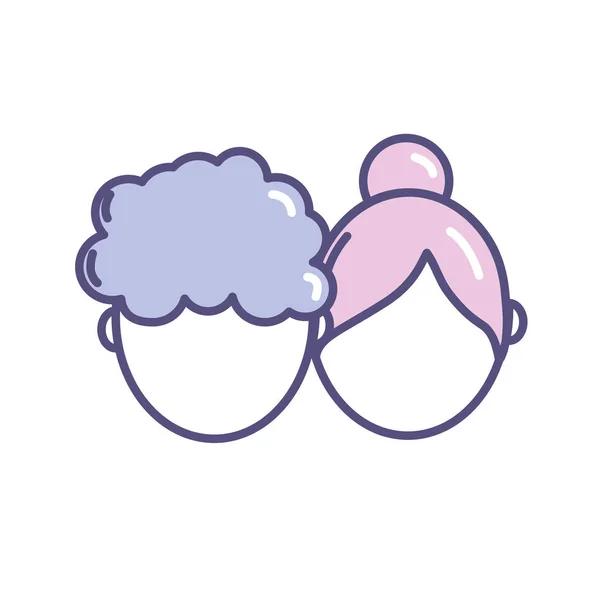 ヘアスタイルのデザインと社会の Clouple 頭ベクトル イラスト — ストックベクタ