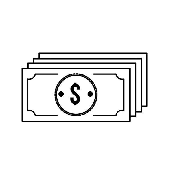 Line Bills Dollar Cas Money Currency Vector Illustration — Stock Vector