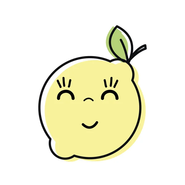 Kawaii Owoc Piękny Szczęśliwy Cytryny Ilustracji Wektorowych — Wektor stockowy