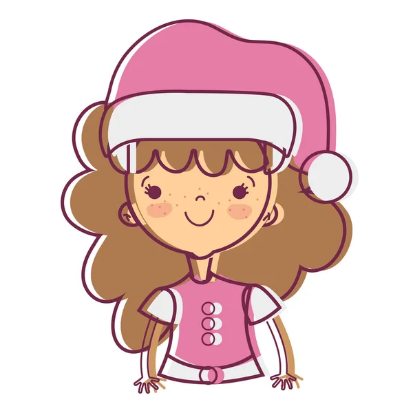 Beauty Girl Celebrating Merry Christmas Vector Illustration — Stock Vector