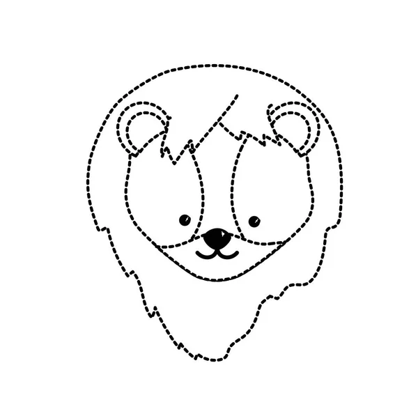 Dotted Shape Cute Lion Head Wild Animal Vector Illustration — Stock Vector