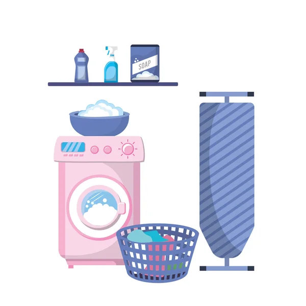 Laundry Electrical Equipment Domestic Job Vector Illustration — Stock Vector