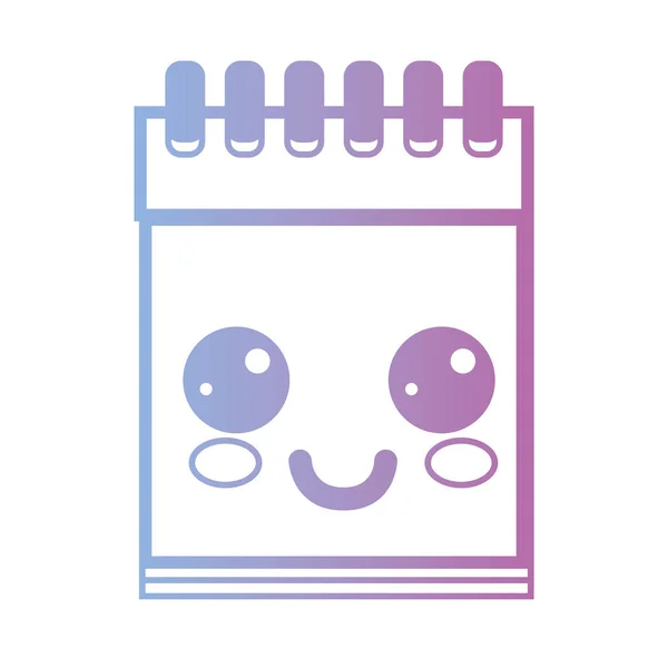 line kawaii cute happy notebook tool vector illustration