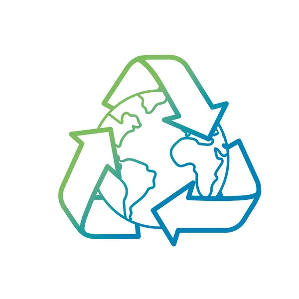 Linia Ziemi Planeta Recykling Symbol Projekt Wektor Ilustracja — Wektor stockowy