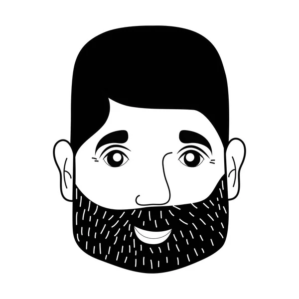 Contorno Faccia Uomo Con Acconciatura Barba Vettoriale Illustrazione — Vettoriale Stock