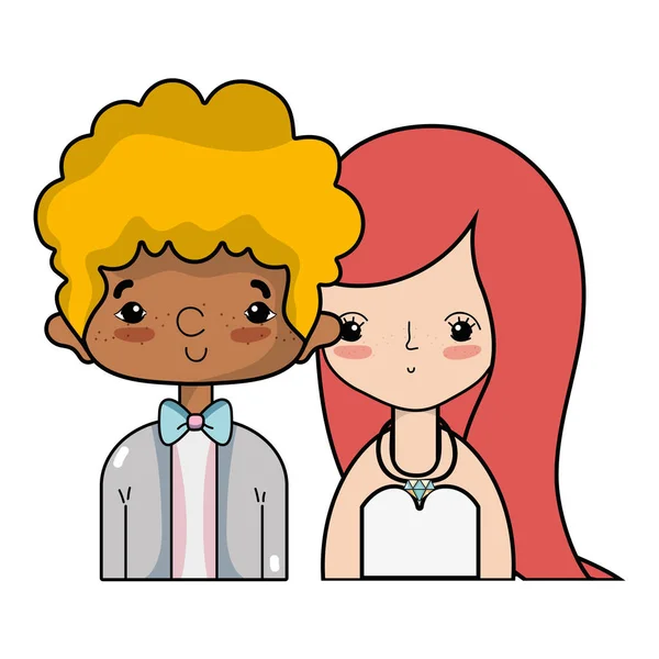 Casal Beleza Casado Com Penteado Design Vetor Ilustração — Vetor de Stock