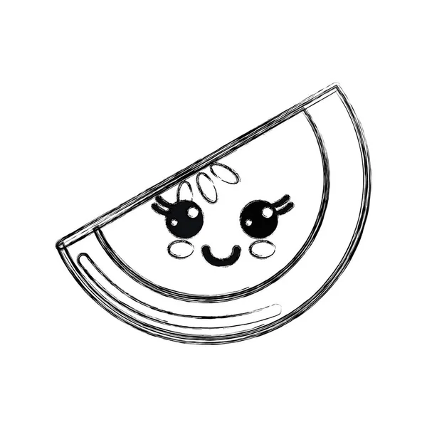 Sziluettjét Kawaii Aranyos Boldog Apple Gyümölcs Vektoros Illusztráció — Stock Vector